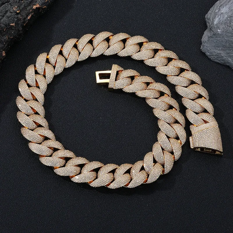 22mm Bubble Cuban Chain Necklace Hip-Hop Full Pave Zircon Men's