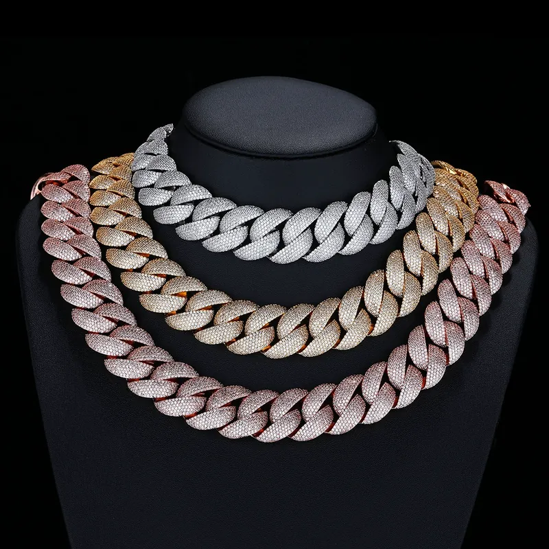 Collar Cadena Cubana Burbuja de 22mm Hip-Hop Pavé Completo Zirconio Hombres