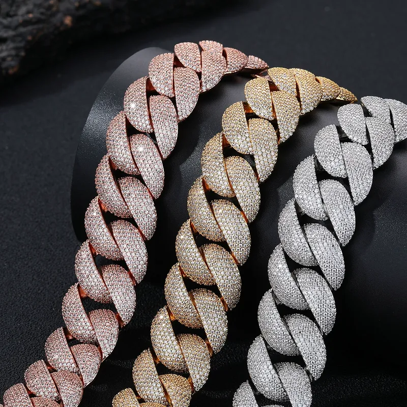 Collar Cadena Cubana Burbuja de 22mm Hip-Hop Pavé Completo Zirconio Hombres