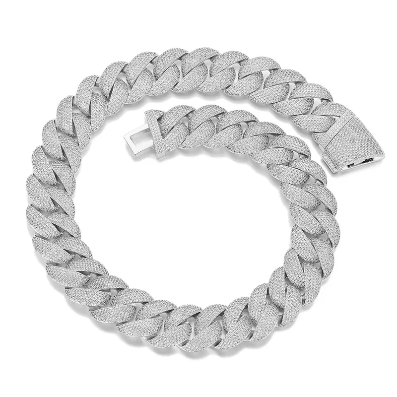 Collar Cadena Cubana Burbuja de 22mm Hip-Hop Pavé Completo Zirconio Hombres