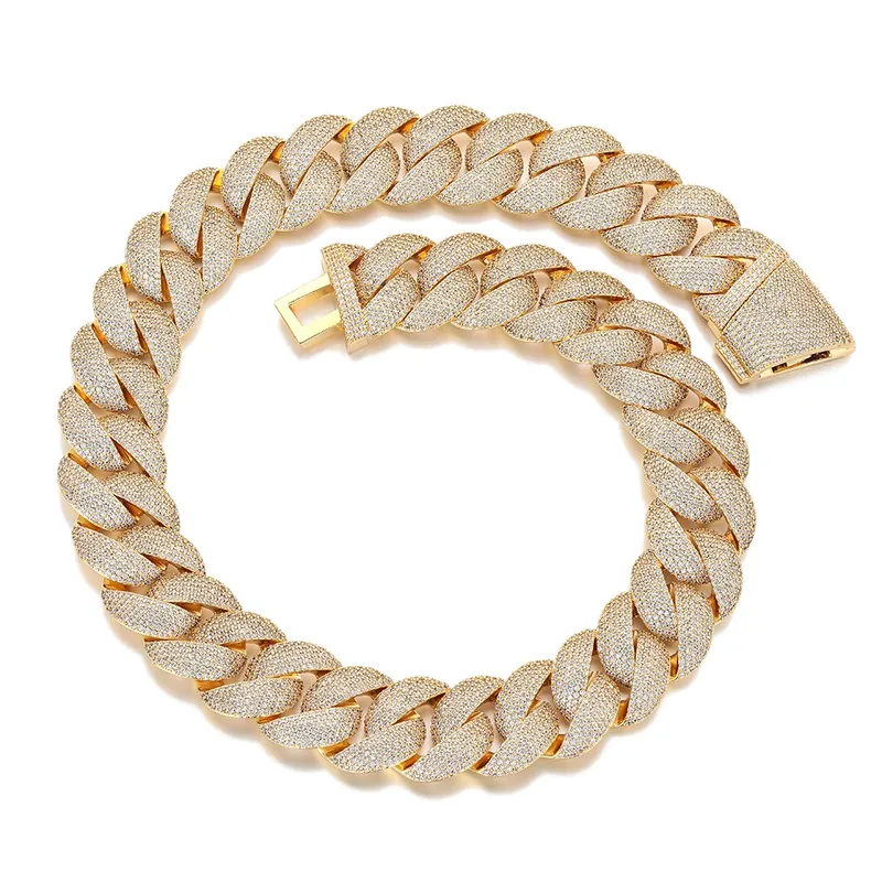 Collar Cadena Cubana Burbuja de 22mm Hip-Hop Pavé Completo Zirconio Hombres