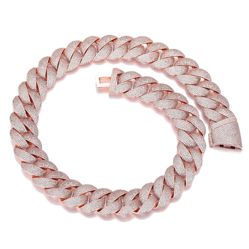 Collar Cadena Cubana Burbuja de 22mm Hip-Hop Pavé Completo Zirconio Hombres