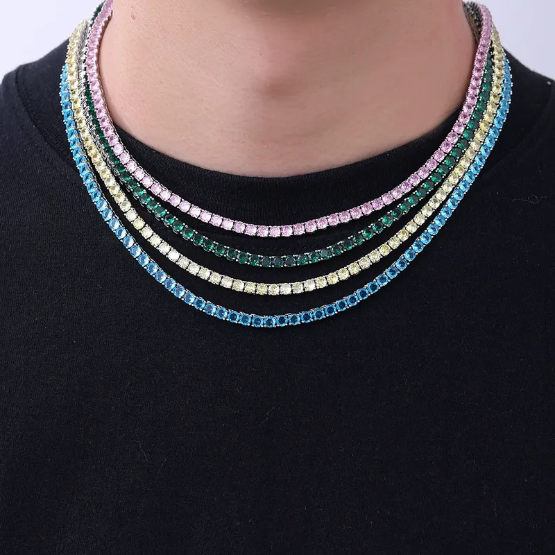 4mm Zircon Tennis Necklace Unisex Full Pave Light Luxury