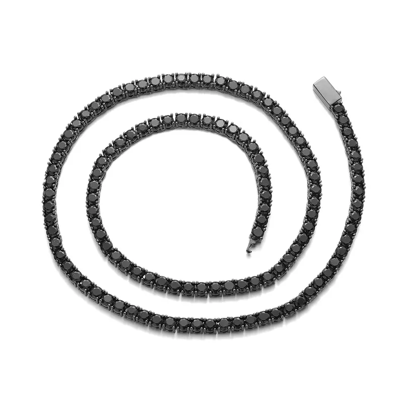 4mm Zirkon-Tenniskette Halskette Unisex Vollbesetzt Leichter Luxus