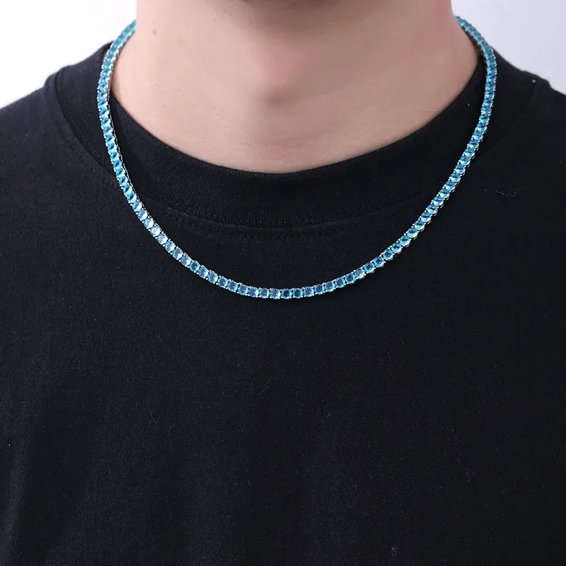 4mm Zirkon-Tenniskette Halskette Unisex Vollbesetzt Leichter Luxus