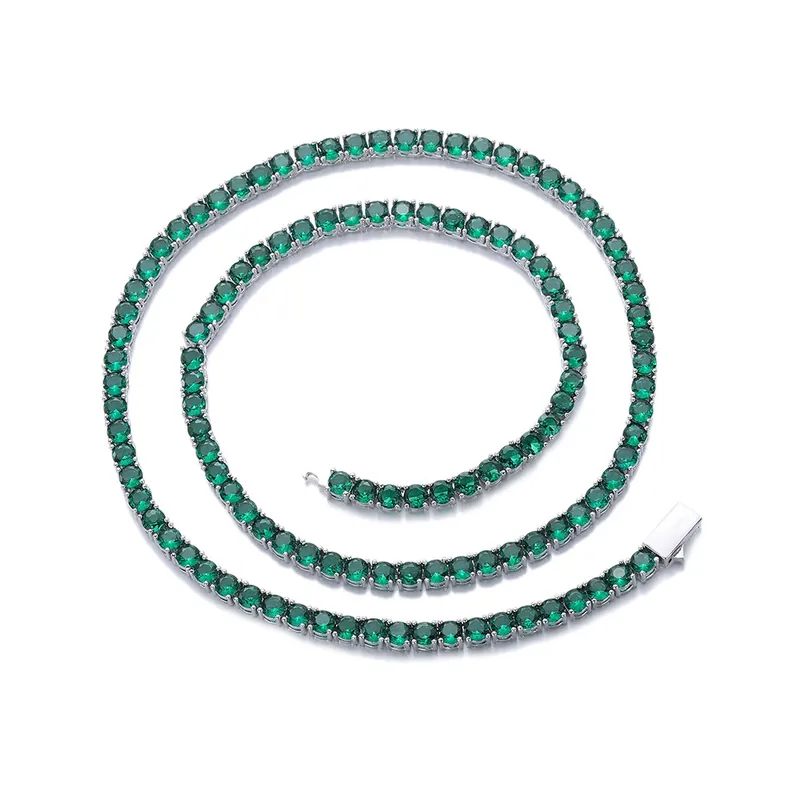 4mm Zirkon-Tenniskette Halskette Unisex Vollbesetzt Leichter Luxus