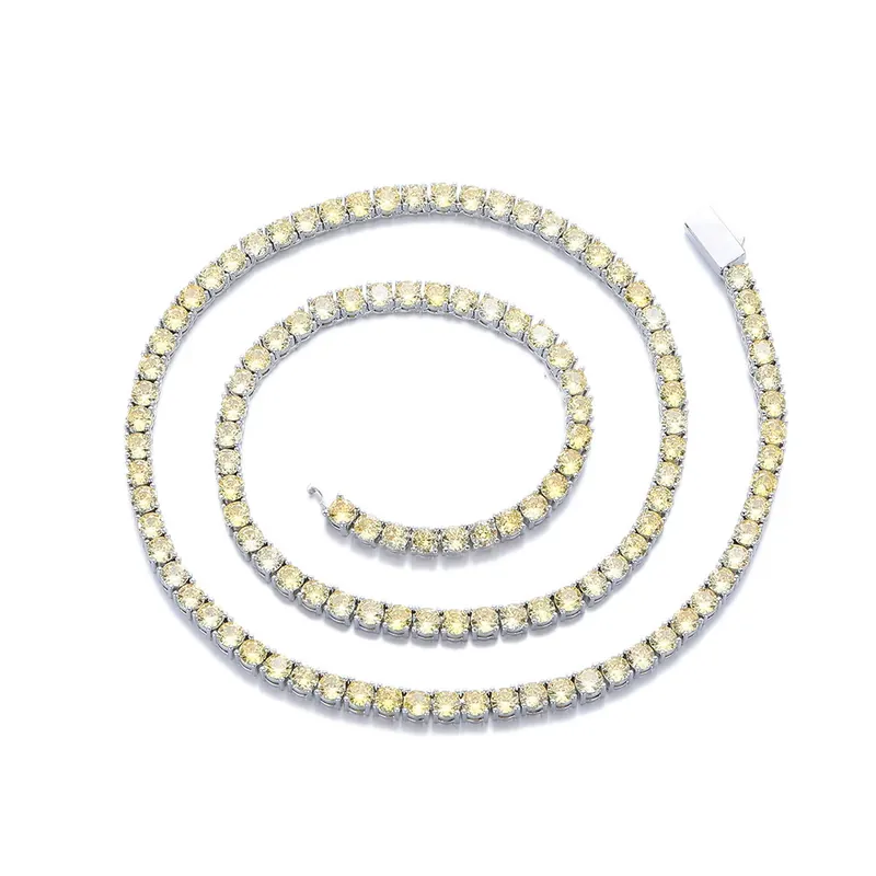 4mm Zirkon-Tenniskette Halskette Unisex Vollbesetzt Leichter Luxus