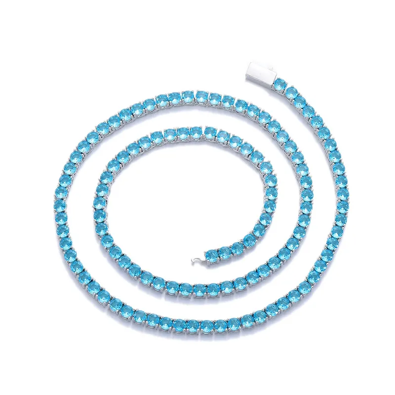 4mm Zirkon-Tenniskette Halskette Unisex Vollbesetzt Leichter Luxus