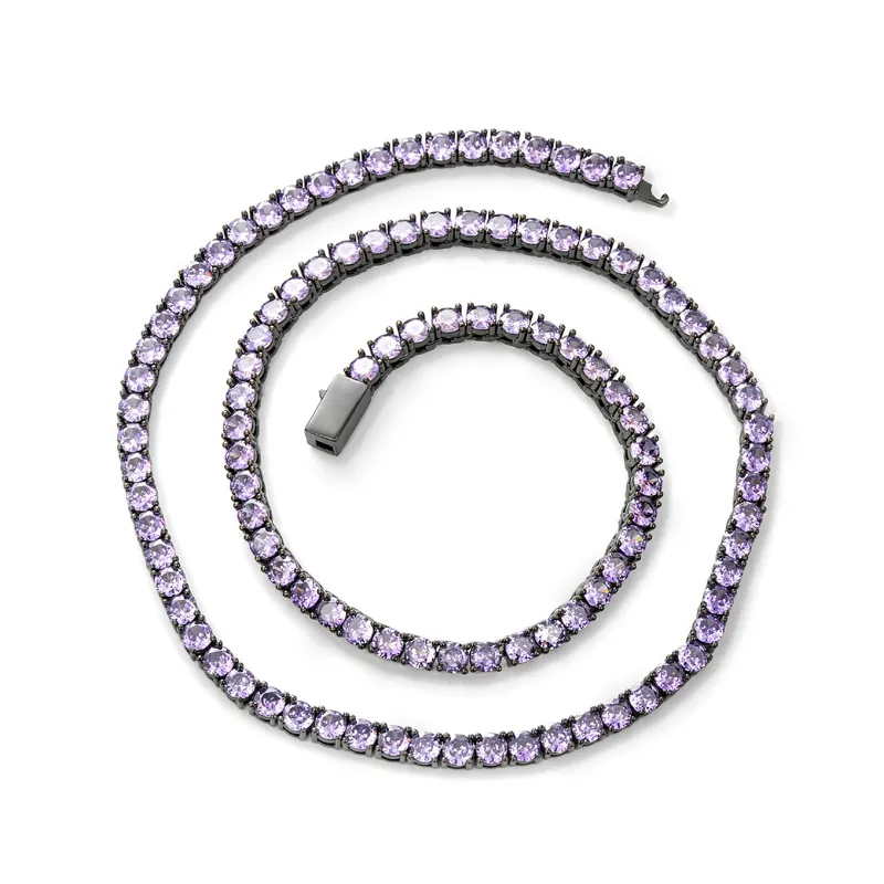 4mm Zirkon-Tenniskette Halskette Unisex Vollbesetzt Leichter Luxus