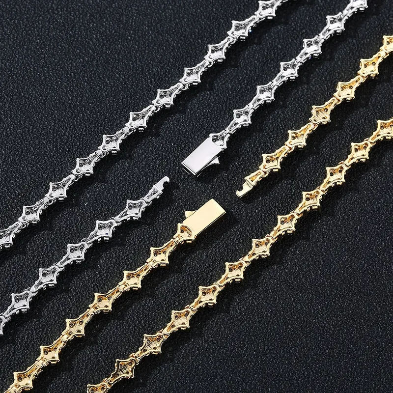 Spring Buckle Airplane Tennis Chain Necklace Hip-Hop Zircon Men's