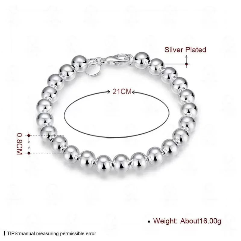Titanium Steel Bead Bracelet 8MM Round