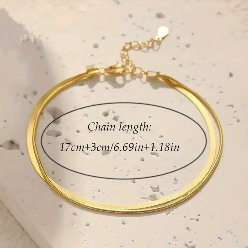 Titanium Steel Snake Bone Chain Bracelet Double Layer