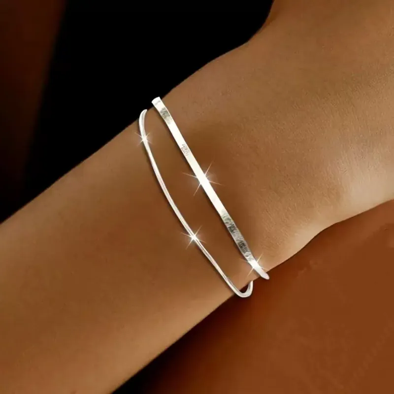 Titanium Steel Snake Bone Chain Bracelet Double Layer