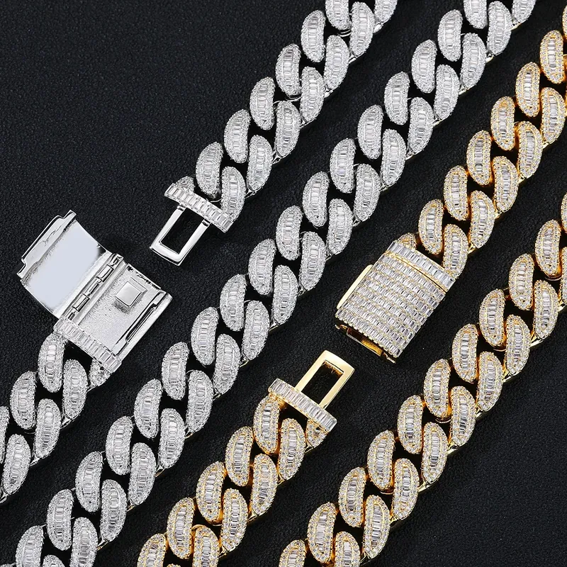 18mm T方锆石古巴链项链 嘻哈中性
