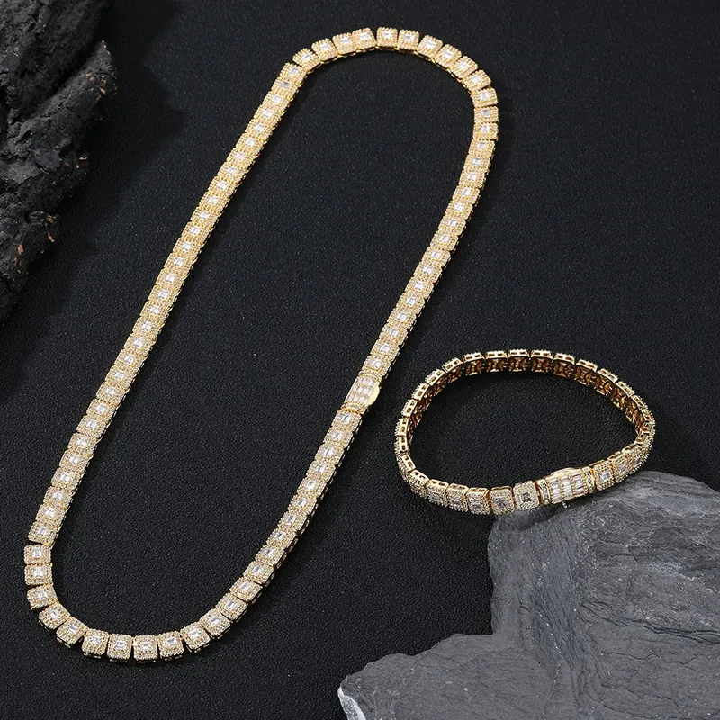 8mm Ice Cube Chain Necklace Hip-Hop Mixed Zircon Unisex