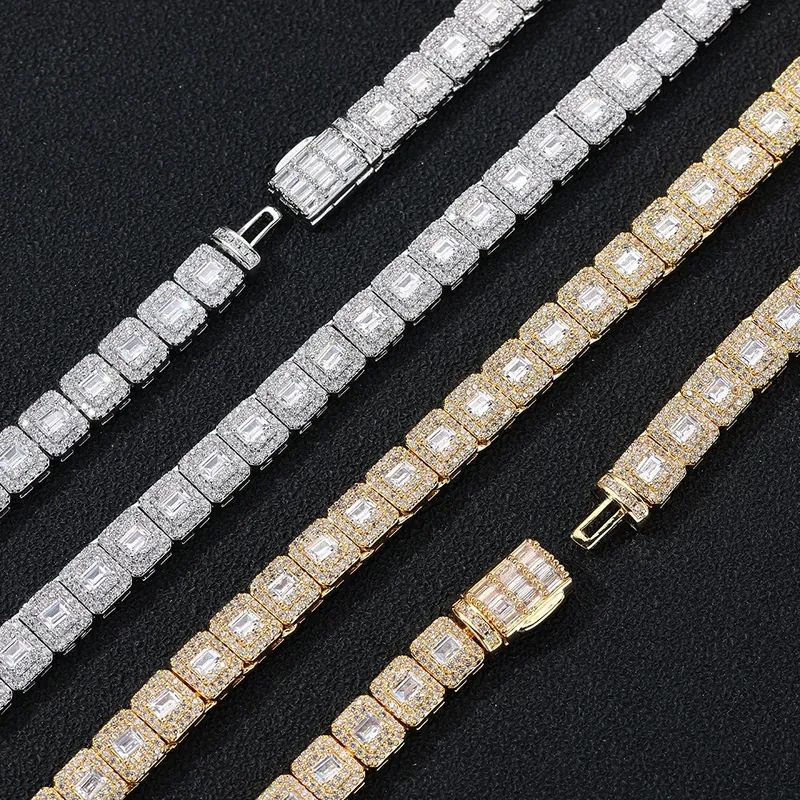 8mm Ice Cube Chain Necklace Hip-Hop Mixed Zircon Unisex