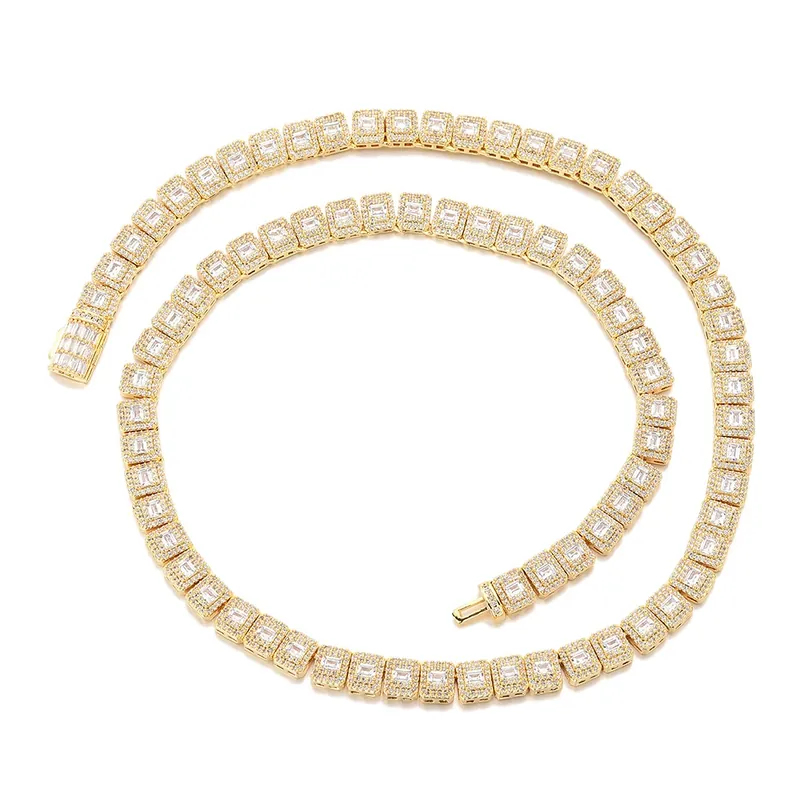 8mm Ice Cube Chain Necklace Hip-Hop Mixed Zircon Unisex