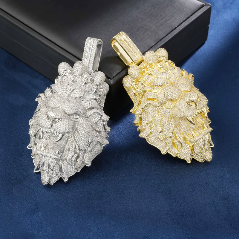 Lion Head Pendant Necklace Hip-Hop Zircon Men's