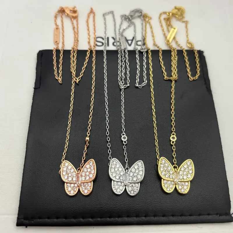 Zircon Butterfly Pendant Necklace