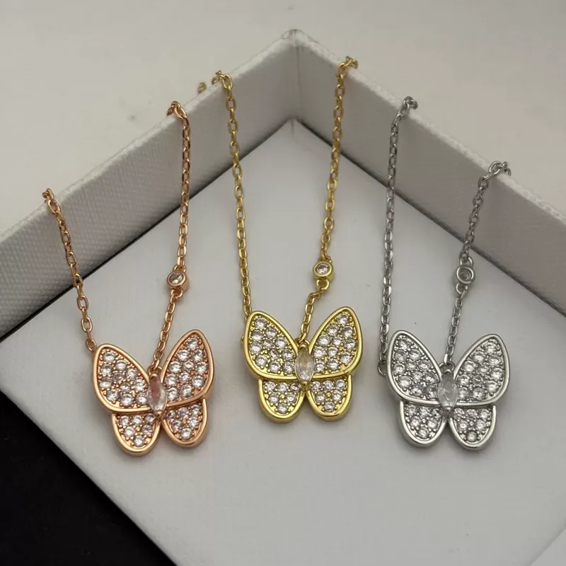 Zircon Butterfly Pendant Necklace