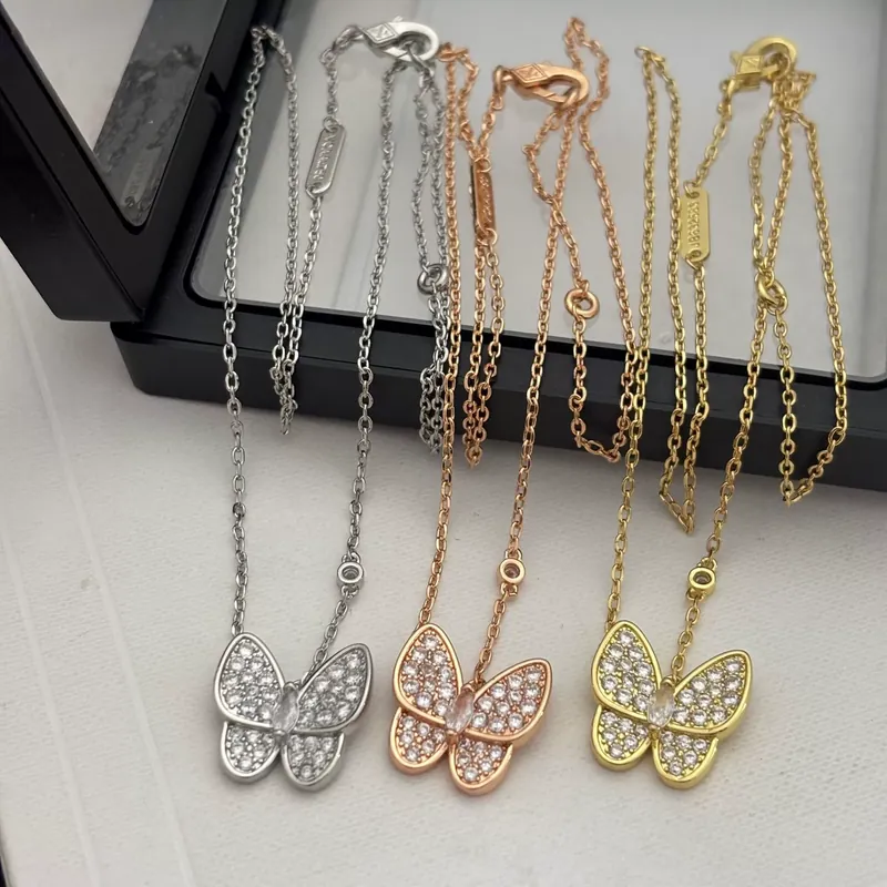 Zircon Butterfly Pendant Necklace