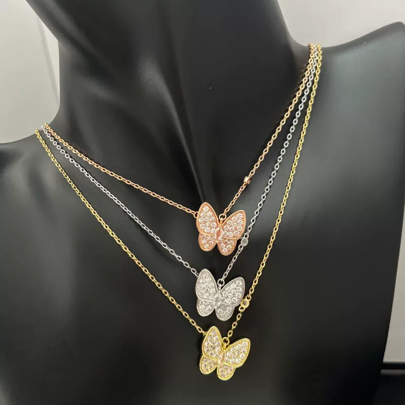 Zircon Butterfly Pendant Necklace
