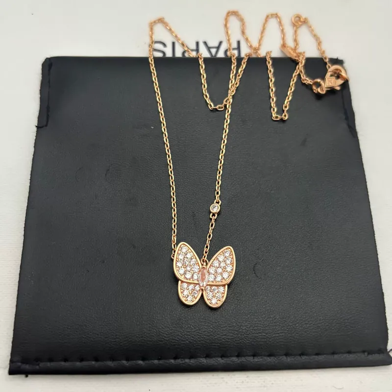 Zircon Butterfly Pendant Necklace