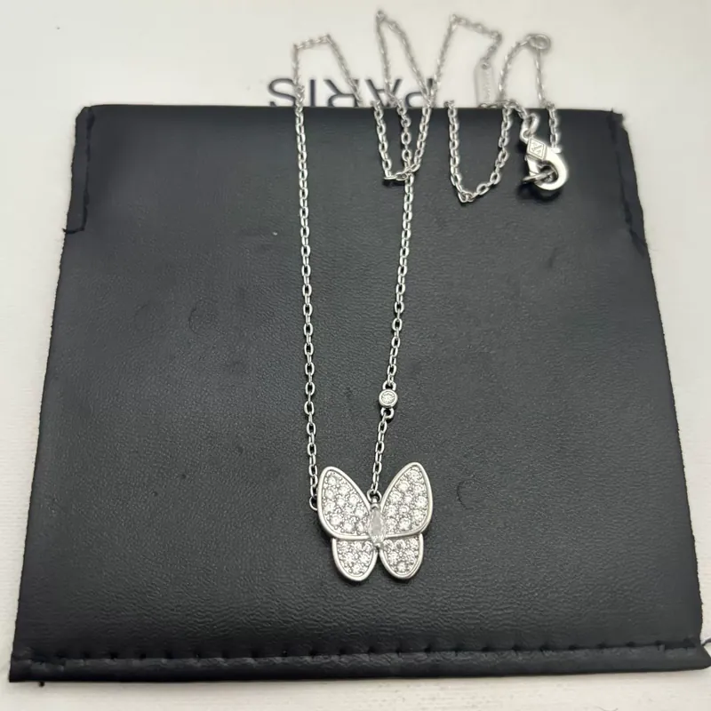 Zircon Butterfly Pendant Necklace