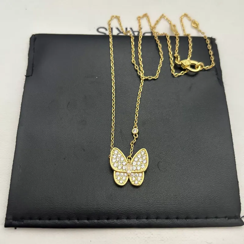 Zircon Butterfly Pendant Necklace