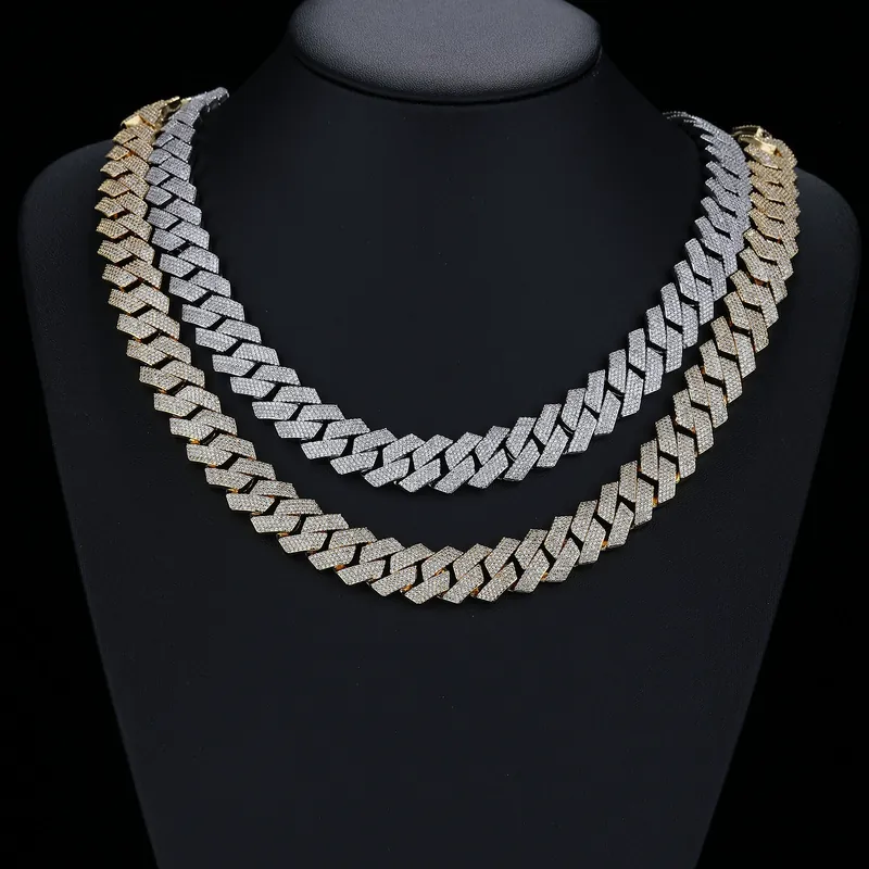 15mm Four-Row Diamond Cuban Chain Necklace Hip-Hop Men's