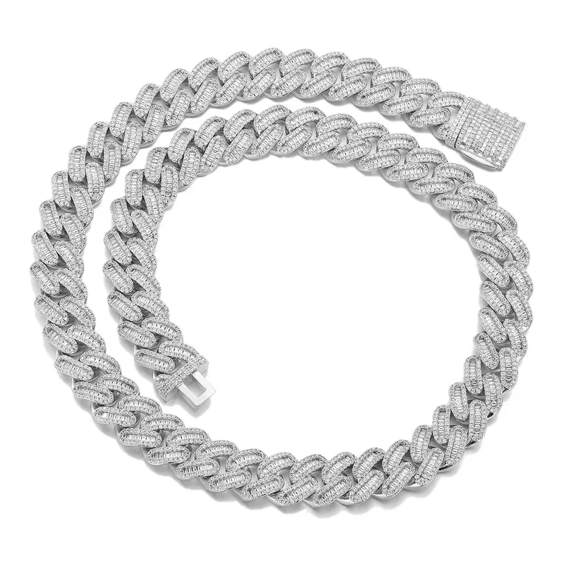 Collar Cadena Cubana de 15mm T-Cuadrado Zirconio Hip-Hop Hombres