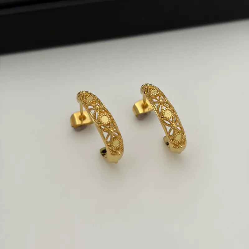 Alloy Hollow Carved Stud Earrings