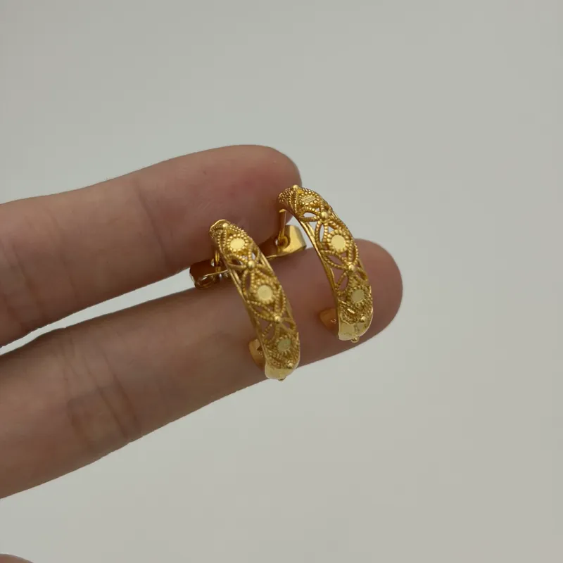 Alloy Hollow Carved Stud Earrings