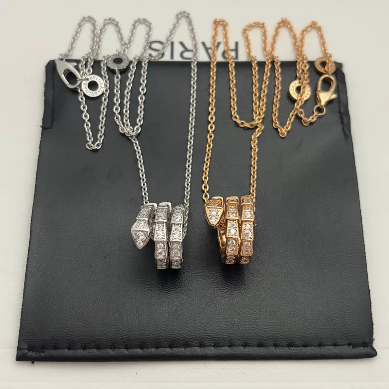 Titanium Steel Serpent Pave Necklace