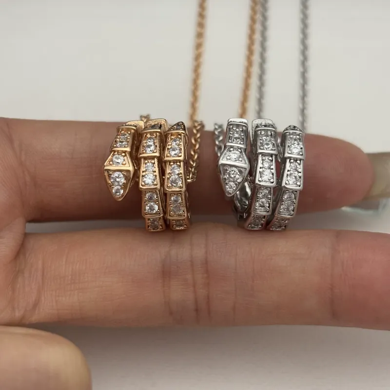 Titanium Steel Serpent Pave Necklace