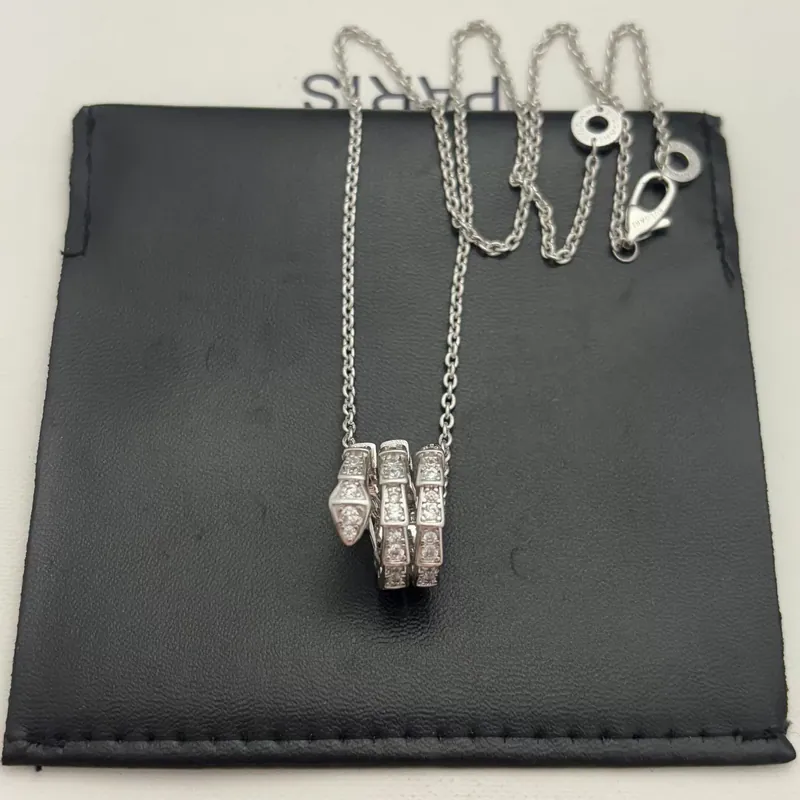 Titanium Steel Serpent Pave Necklace