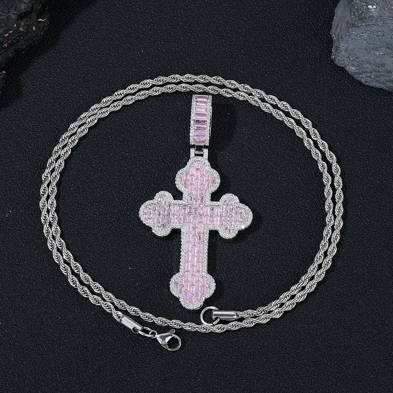 Cloud Cross Pendant Necklace Hip-Hop Full Pave Zircon