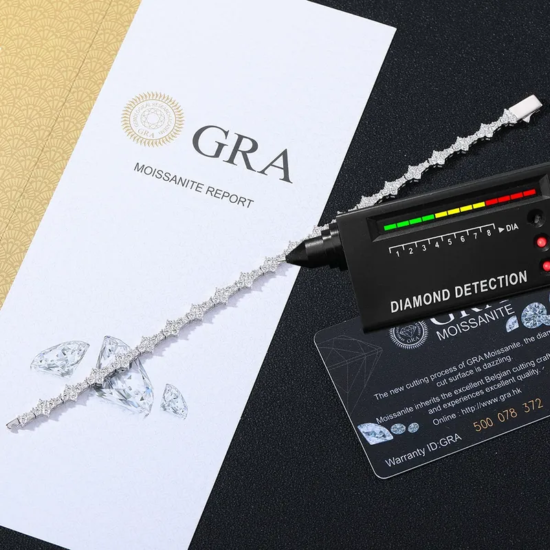 925 Sterlingsilber Moissanit 6.5mm Tenniskette Halskette Unisex