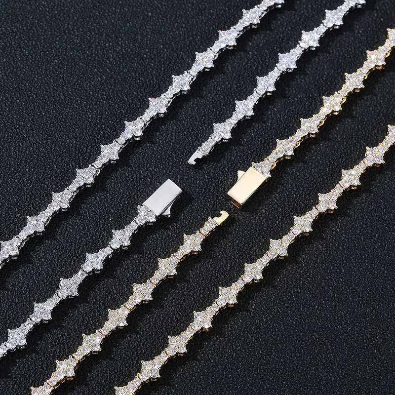 925 스털링 실버 모이사나이트 6.5mm 테니스 체인 목걸이 남녀공용