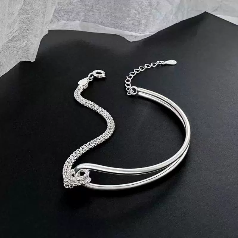 Titanium Steel Knot Half Bangle Bracelet