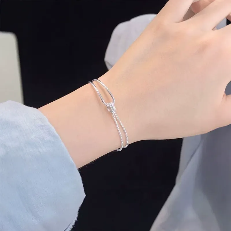 Titanium Steel Knot Half Bangle Bracelet