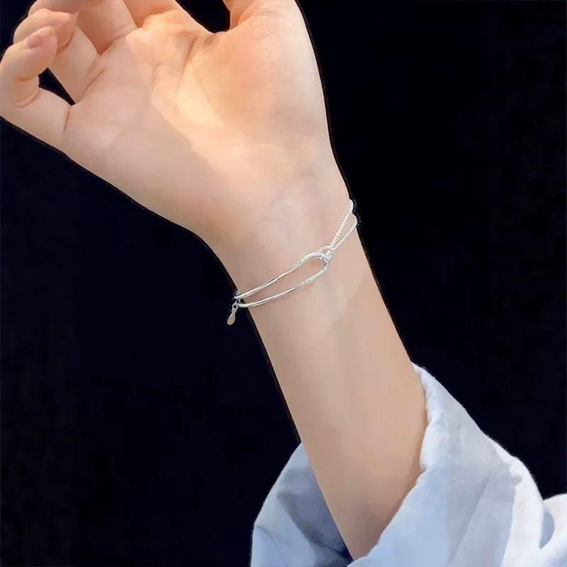 Titanium Steel Knot Half Bangle Bracelet