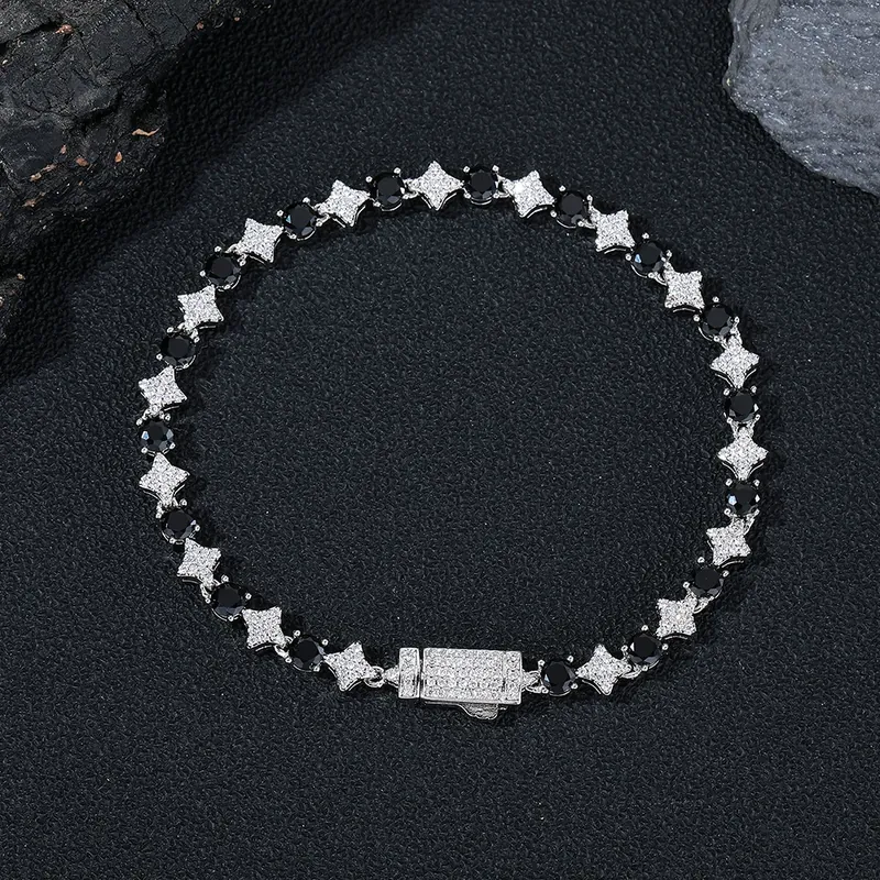 6mm Star Zircon Tennis Chain Necklace Hip-Hop Men's