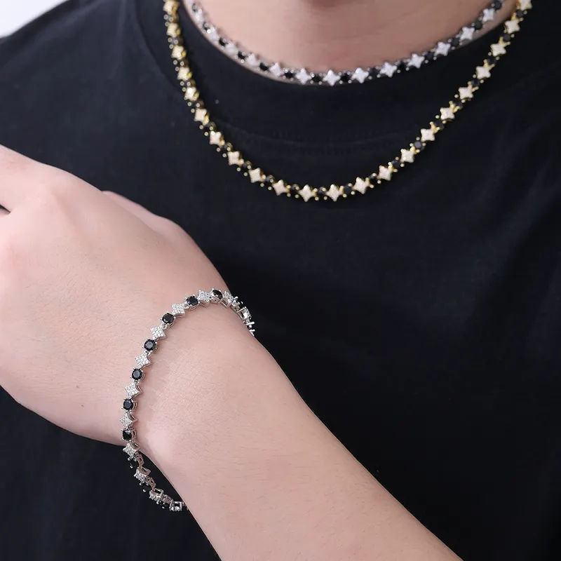 6mm Star Zircon Tennis Chain Necklace Hip-Hop Men's