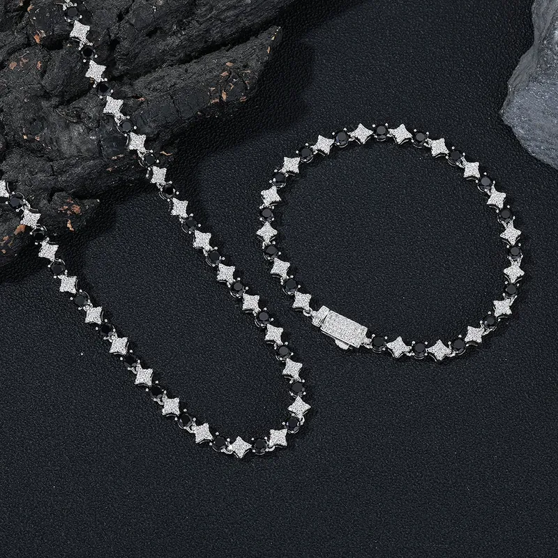 6mm Star Zircon Tennis Chain Necklace Hip-Hop Men's