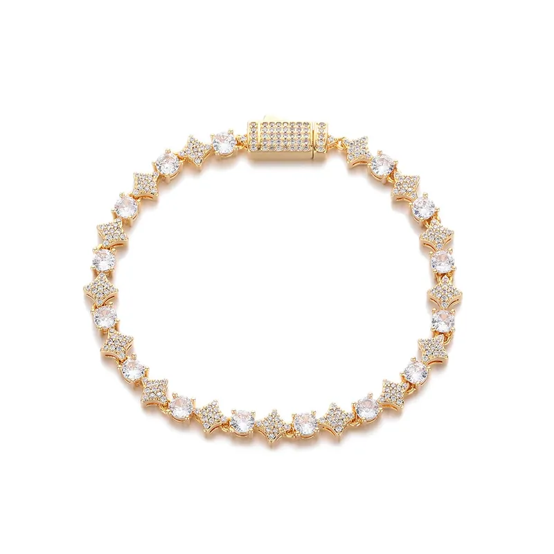 6mm Star Zircon Tennis Chain Necklace Hip-Hop Men's