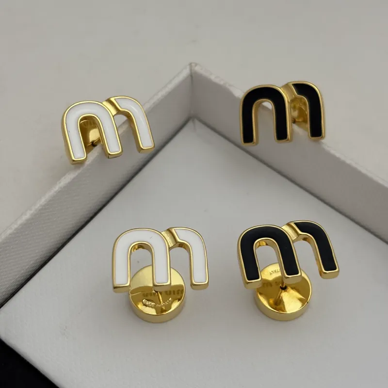 Enamel Vintage Letter M Stud Earrings