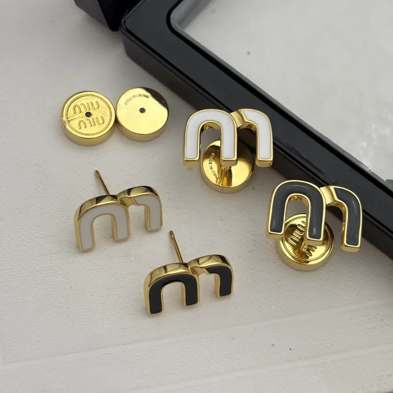 Enamel Vintage Letter M Stud Earrings