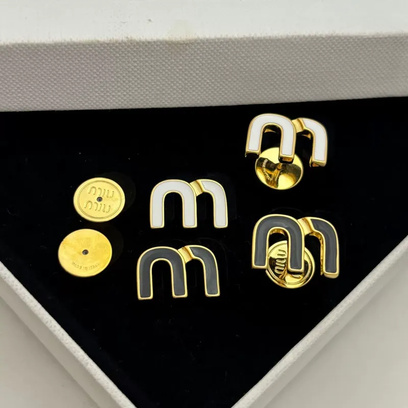 Enamel Vintage Letter M Stud Earrings