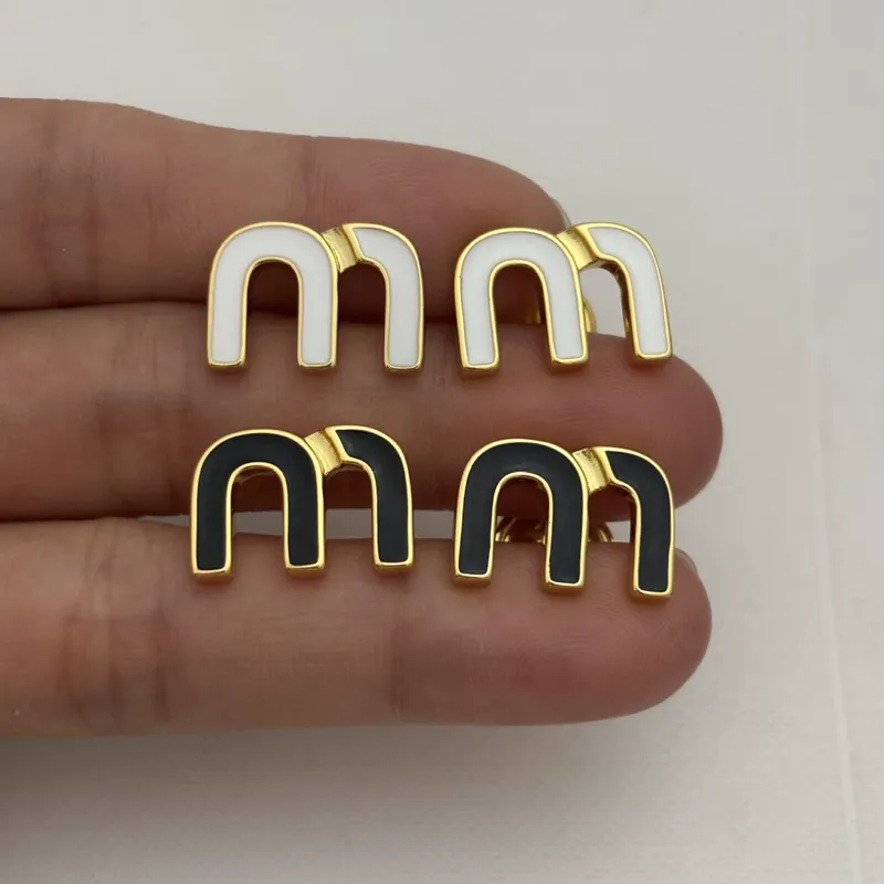 Enamel Vintage Letter M Stud Earrings